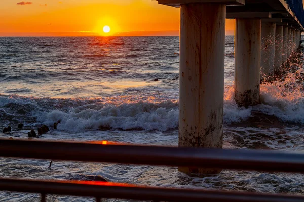 Paesaggio Marino Surfline Con Onde Schiuma All Ora Del Tramonto — Foto Stock