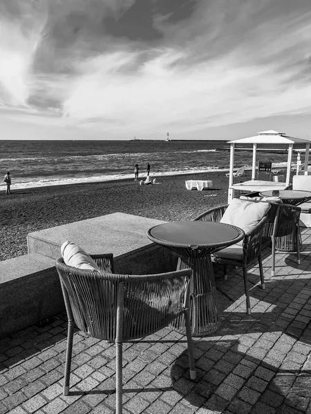 Sochi Russia October 2021 Tables Picturesque Cafe Seashore — Stock Photo, Image