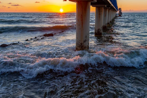 Sea Landscape Surfline Waves Foam Sunset Time Nature Background — Stock Photo, Image