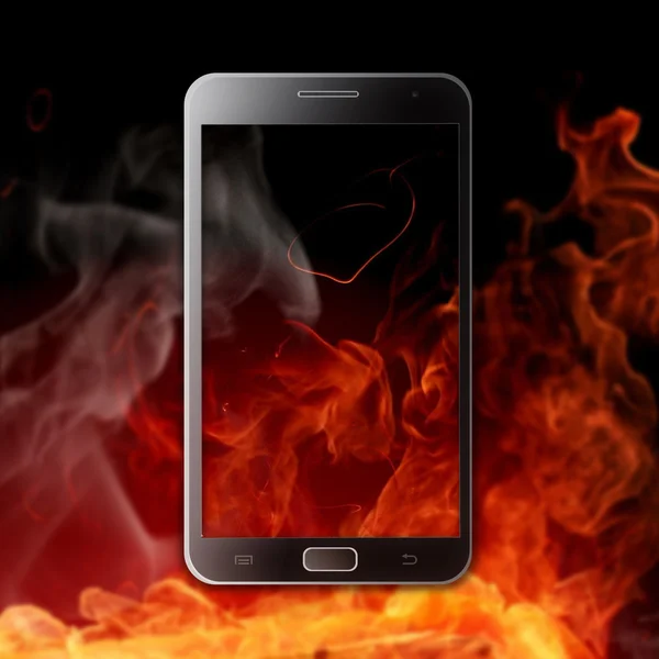 Smartphone fire buckground — Stock Photo, Image