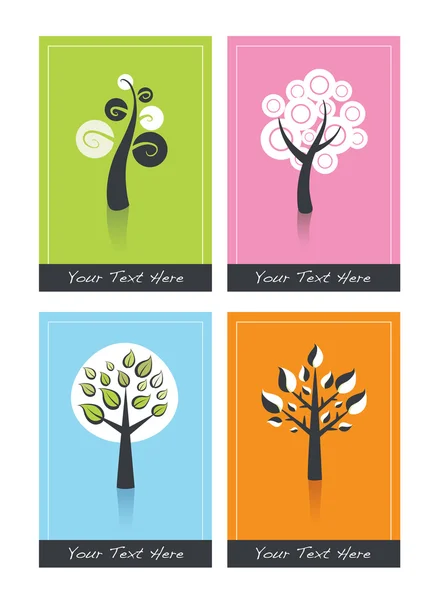 Cards With Trees — Stock Vector