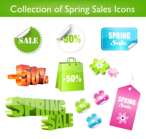 Colección de pegatinas de ventas de primavera — Vector de stock