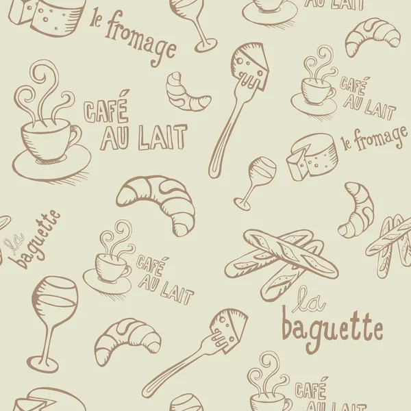 Γαλλική doodles χωρίς ραφή πρότυπο — Διανυσματικό Αρχείο