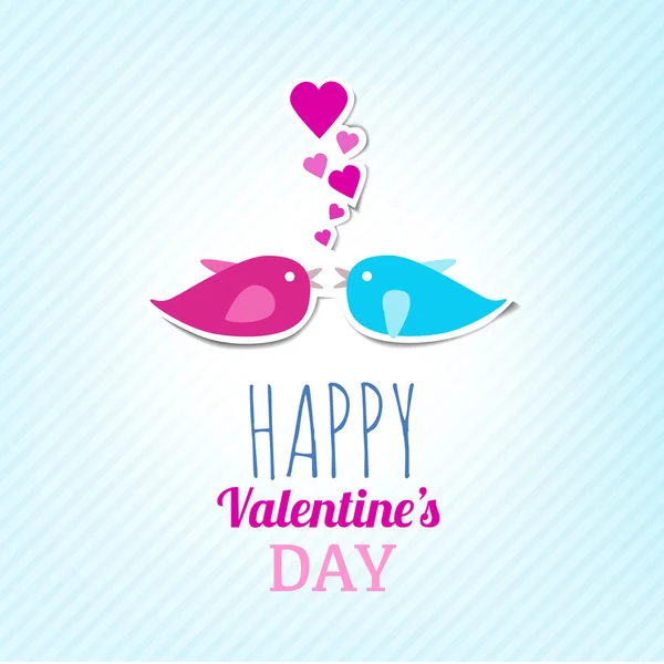 Valentine Card With Cute Birds — Stock Vector