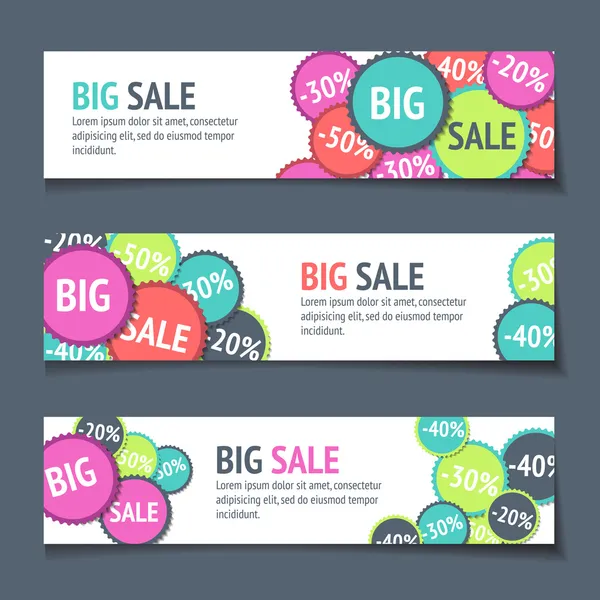 Tres banners de ventas — Vector de stock