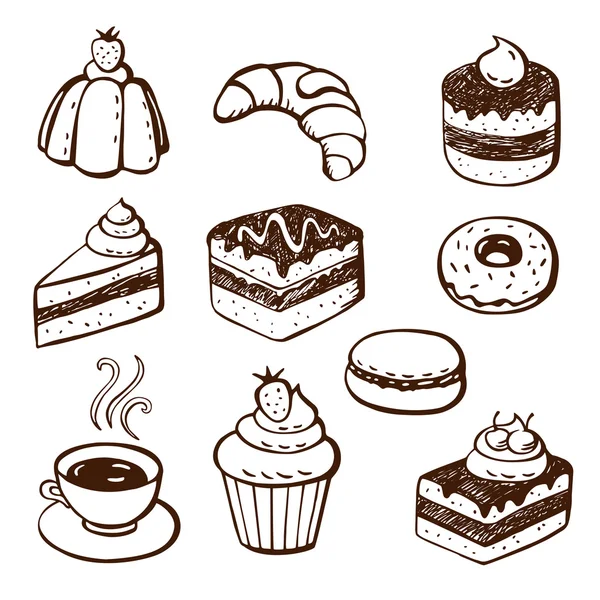 Collectie van cake en bakkerij doodles Rechtenvrije Stockillustraties