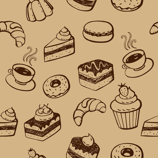 Sütemények és desszertek Seamless Pattern Vektor Grafikák