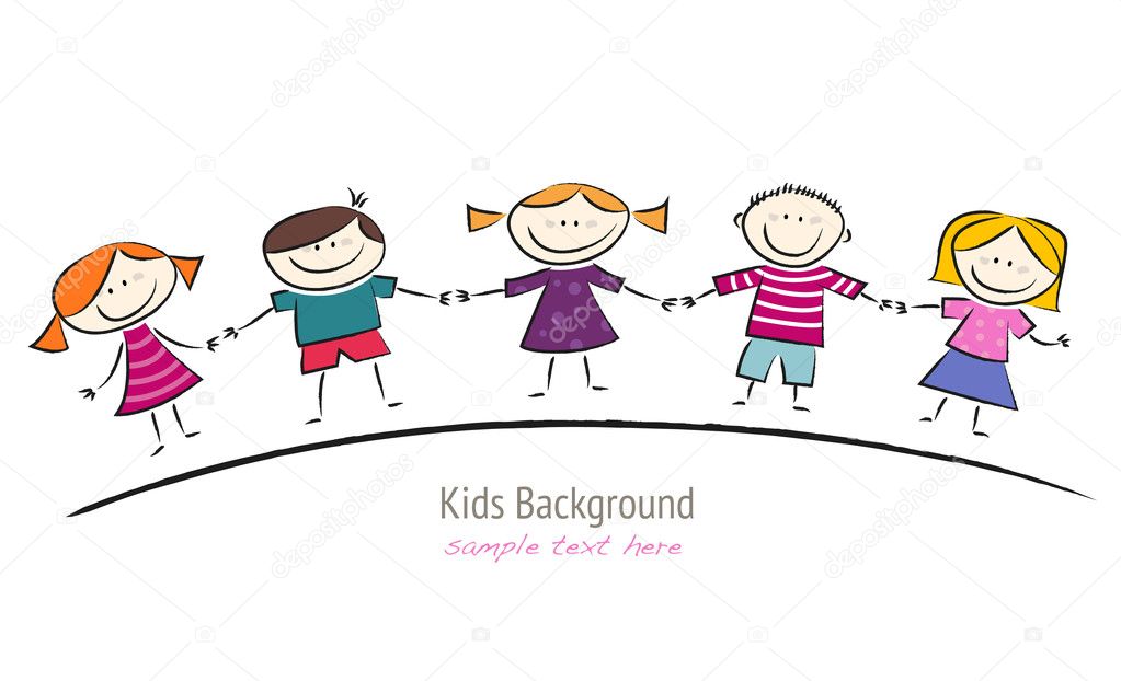 Cute Cartoon with Smiling Kids