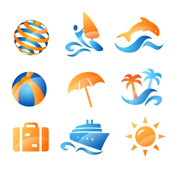 Iconos de viaje por mar — Vector de stock