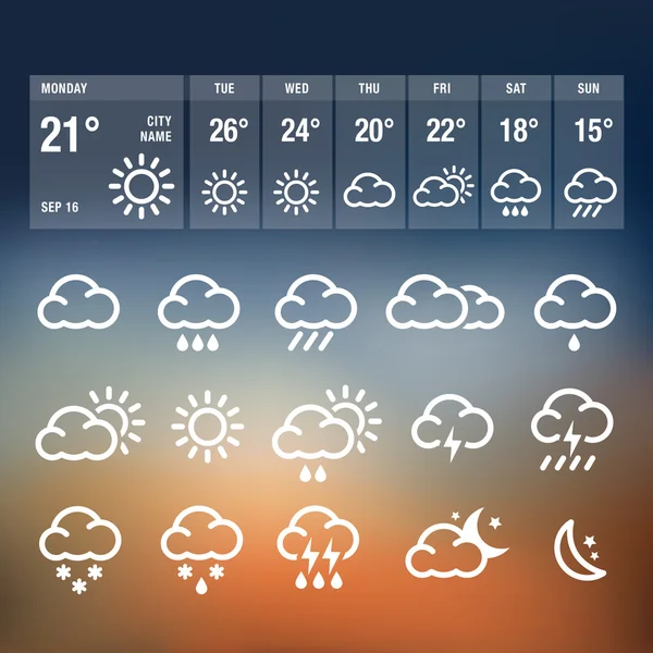 Icone meteo — Vettoriale Stock