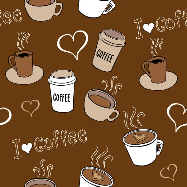 Café Doodles patrón sin costuras — Vector de stock