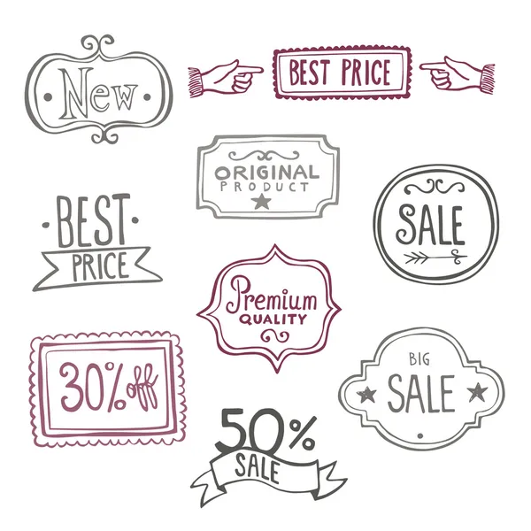 Etiquetas de venta - Doodles — Vector de stock