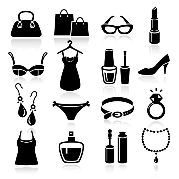 Ladies Shopping Icons — Stock Vector