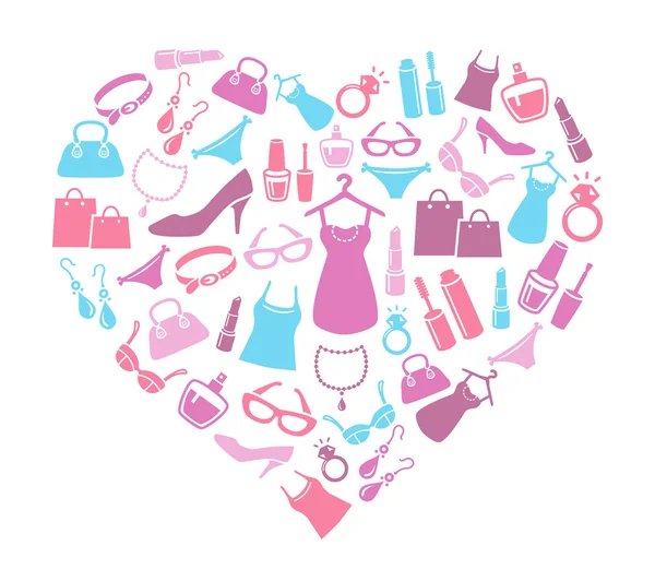 Mujer Love Shopping — Archivo Imágenes Vectoriales