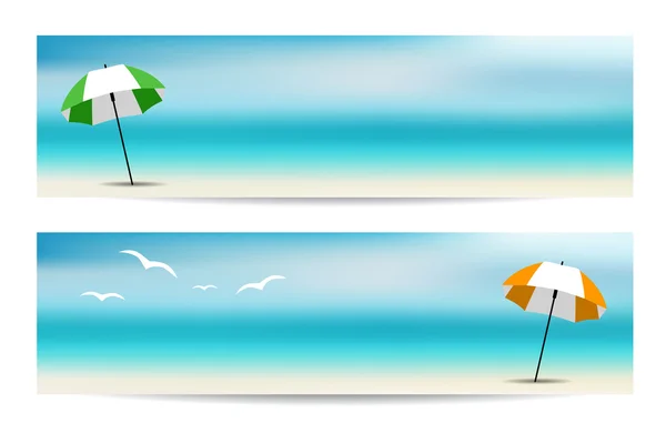 Banners de verano con un paraguas — Vector de stock