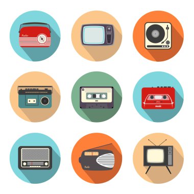 Retro radyo ve tv flatdesign tarzı