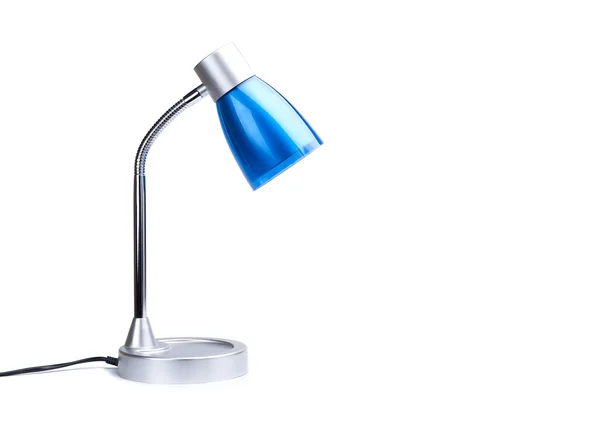 Blaue Schreibtischlampe auf weißem Hintergrund. isoliert mit Schnittpfad — Stockfoto