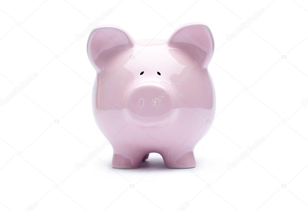 Piggy bank on white background