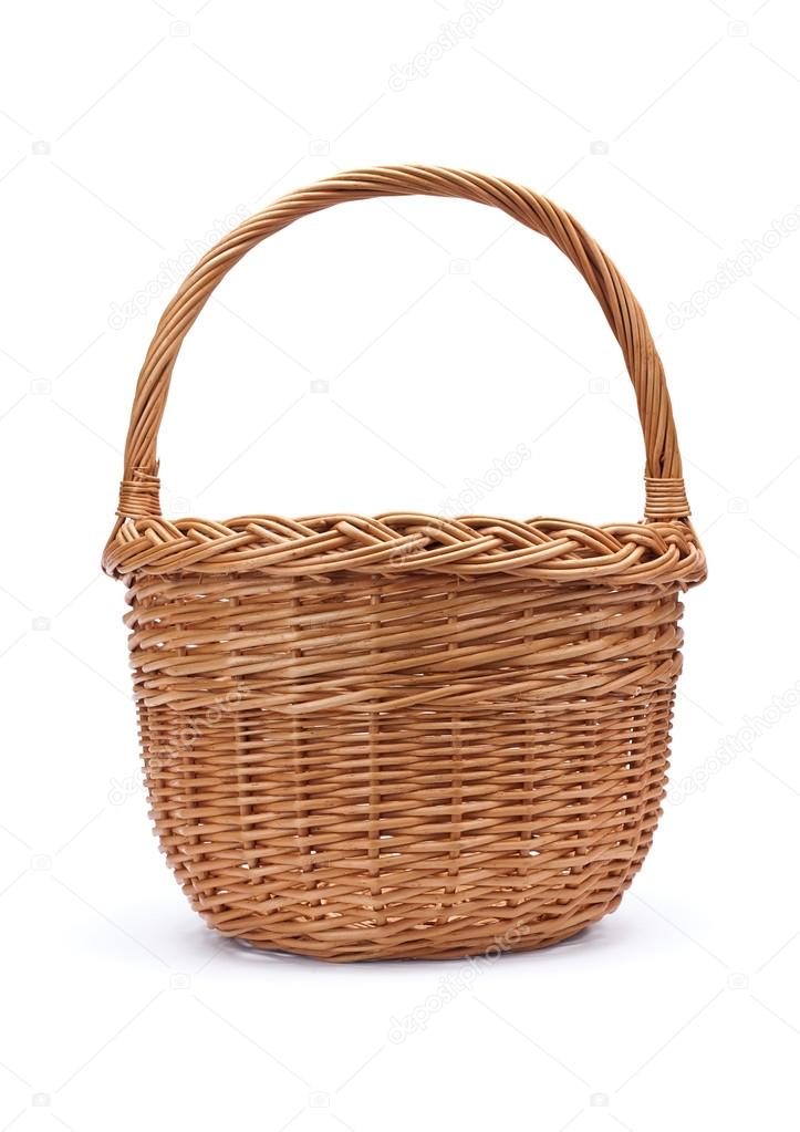 Wicker basket on white background