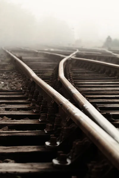 Railway in fog — Stock Photo, Image