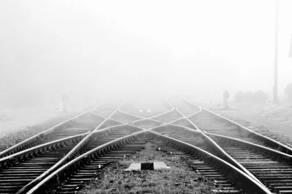 铁路在雾中 图库图片