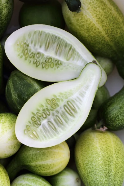 Green cucumbers, background — Stock Photo, Image