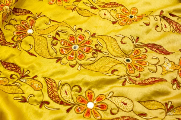 Yellow satin textile — Stock Photo, Image