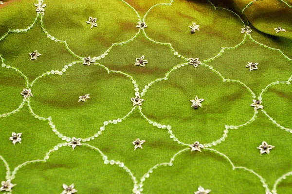 Green satin textile — Stock Photo, Image