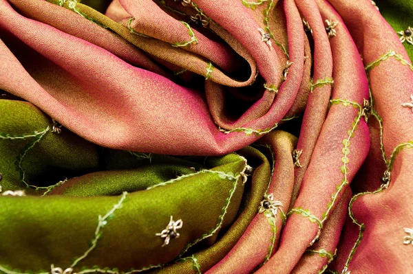 Pink and green satin textile — Stock Photo, Image