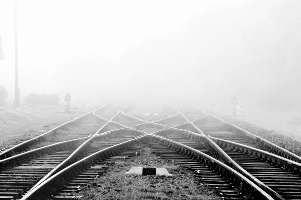 Ferrovia nella nebbia Foto Stock