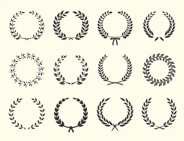 Collection Laurel Wreaths Vector Silhouettes Stock Vector Image By