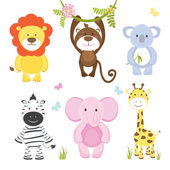 Картина, постер, плакат, фотообои "set of cute vector cartoon wild animals", артикул 45033941