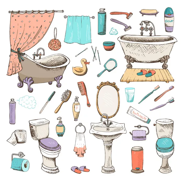 Set of bathroom and personal hygiene icons — Stock Illustration Set of bathroom and personal hygiene icons Stock Vector