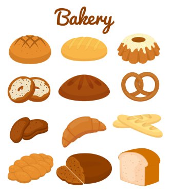 Set of colorful bakery icons