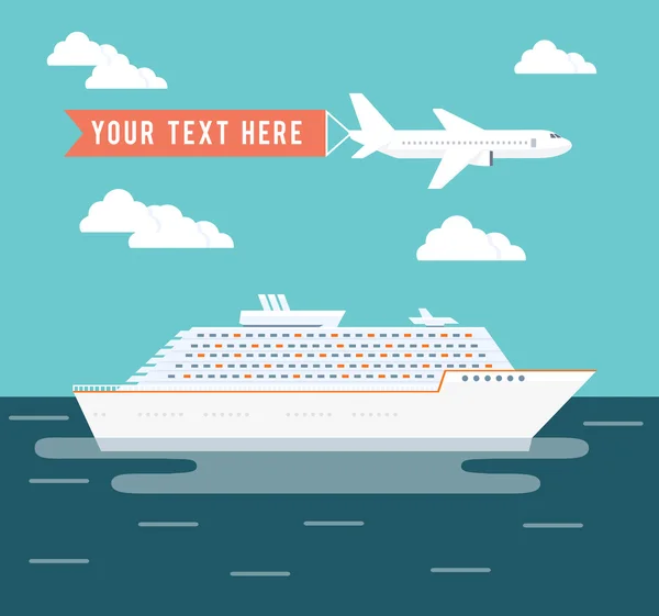 Cruise ship and plane travel poster design