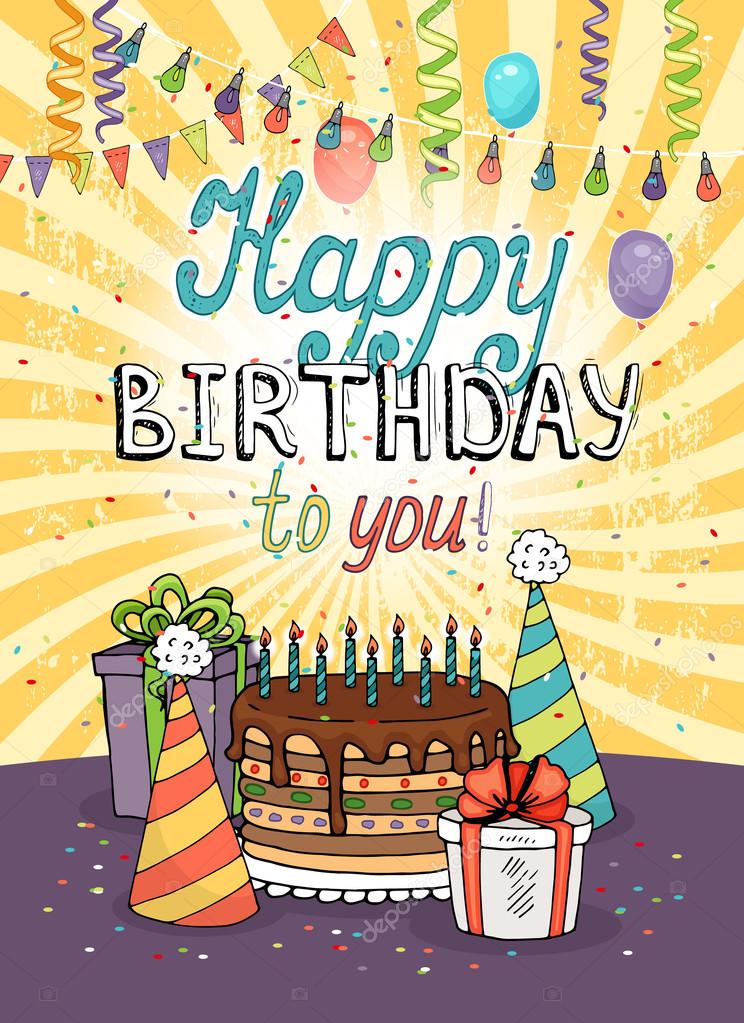 Happy Birthday greeting card or invitation — Stock Vector © MSSA #50395069