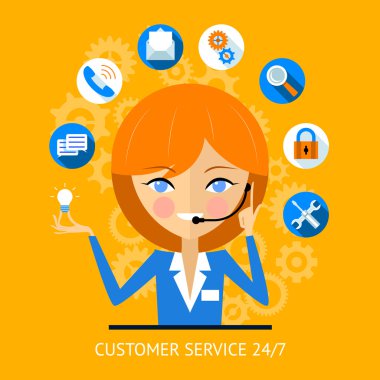 Customer service icon of a call center girl