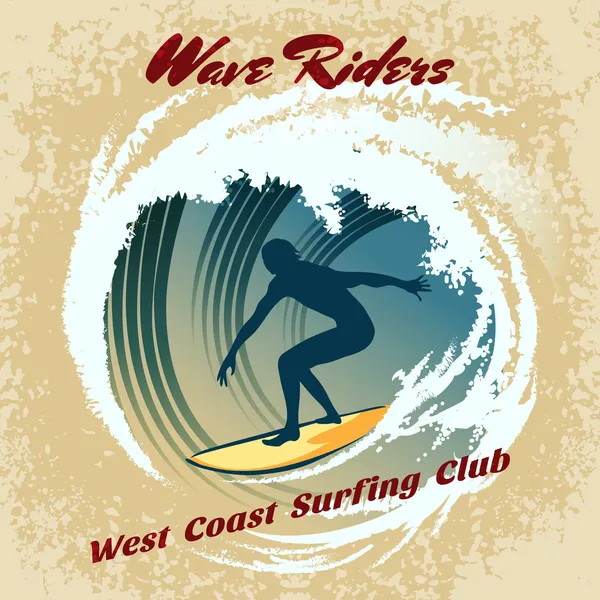 Wave Riders vector surfing label