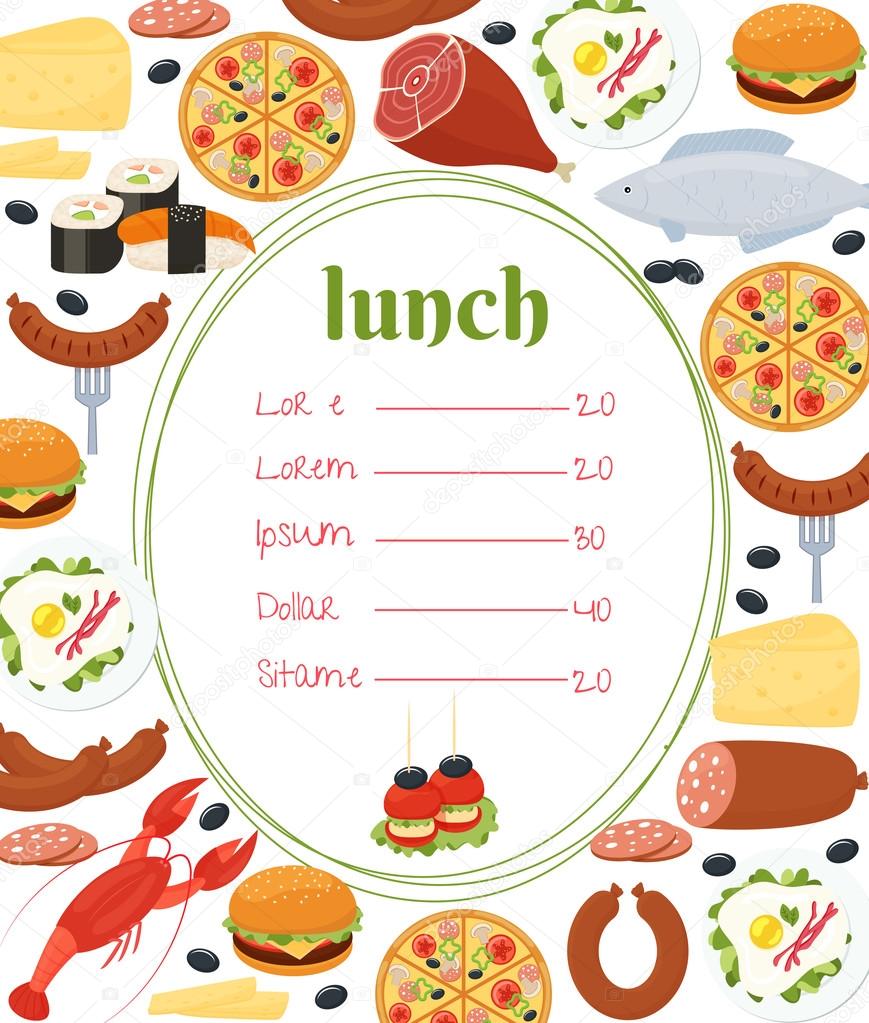 lunch menu template stock vector mssa 50777959