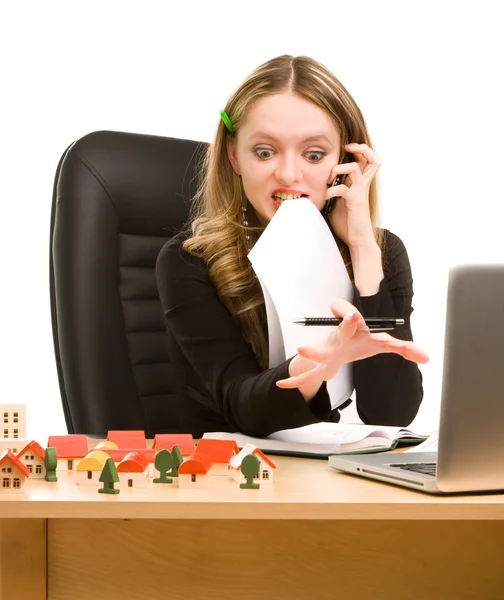 Bussineswoman in panic — Stock Photo, Image