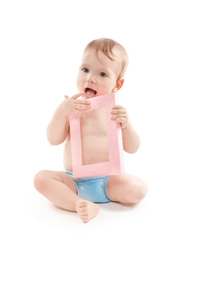 Beautiful baby showing his toungue — Stock Photo, Image