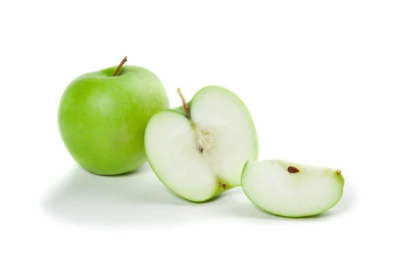 Cut green apple on white — Stock Photo, Image