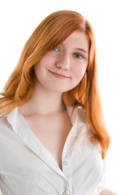 Kameraya bakarak genç güzel kadın