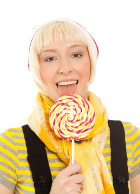 lolipop ile güzel bir kadın portresi