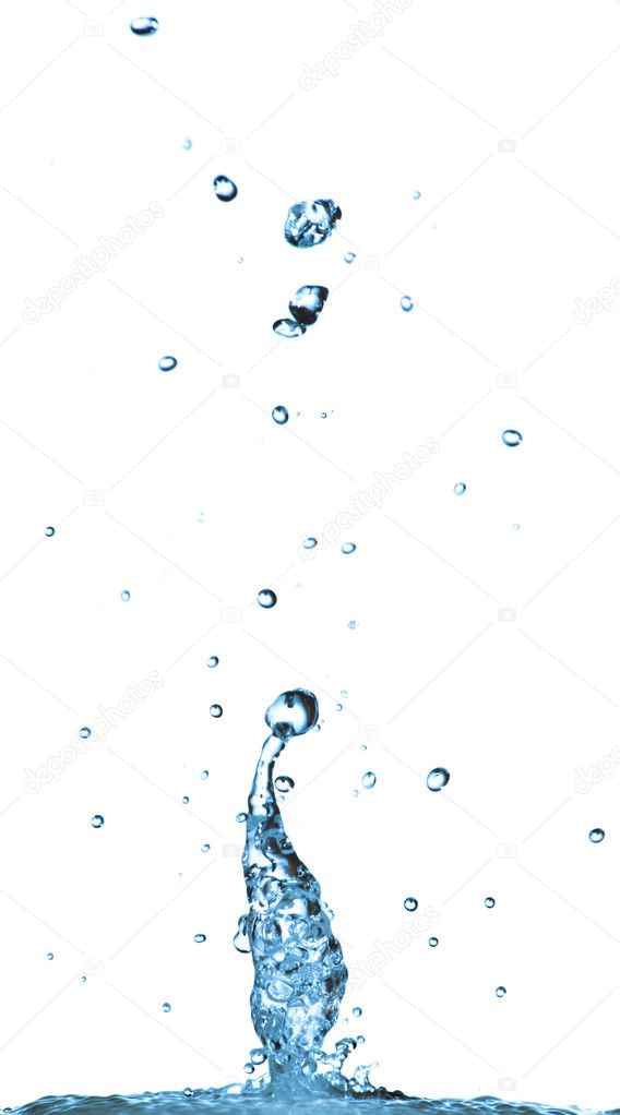 Blue water splash isolated