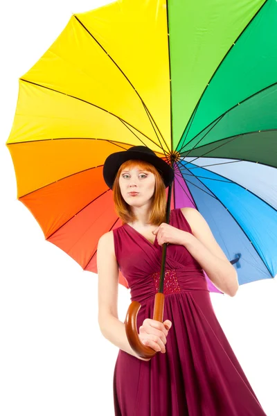 漂亮的女人和花伞 — 图库照片