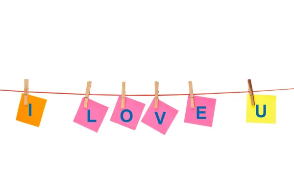 Kolorowe notatki z napisem "Kocham cię" — Zdjęcie stockowe