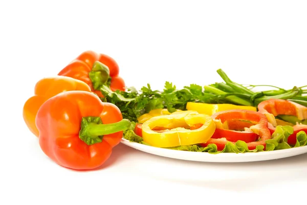 Picture of peppers with palte of parsley — Stock Photo, Image