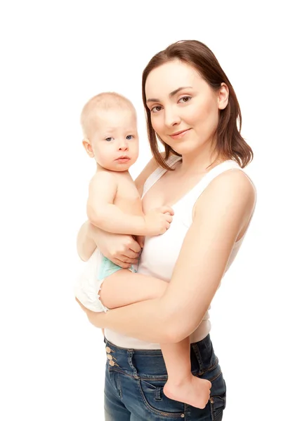 Foto van gelukkig moeder met schattige baby — Stockfoto