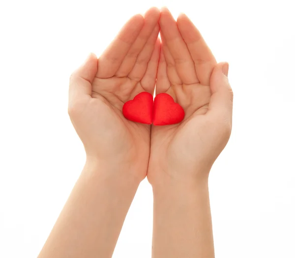 İzole kalp şeklinde kurabiye holding kadının eller — Stok fotoğraf
